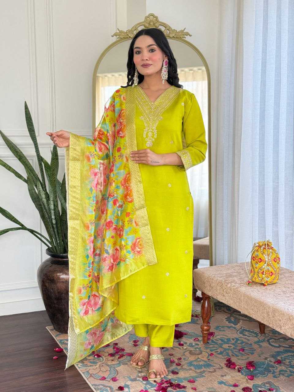 Ynf Viscose Chanderi KESH529 PALLAVI Suits & Dresses Wedding Collections Festive Collections Wholesale Embroidery Suits Chanderi Suit Wedding Outfits Manufacturer