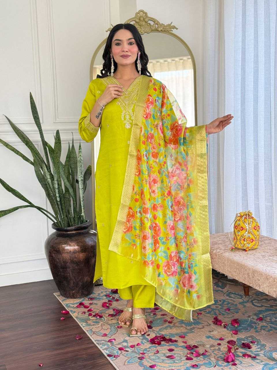 Ynf Viscose Chanderi KESH529 PALLAVI Suits & Dresses Wedding Collections Festive Collections Wholesale Embroidery Suits Chanderi Suit Wedding Outfits Manufacturer
