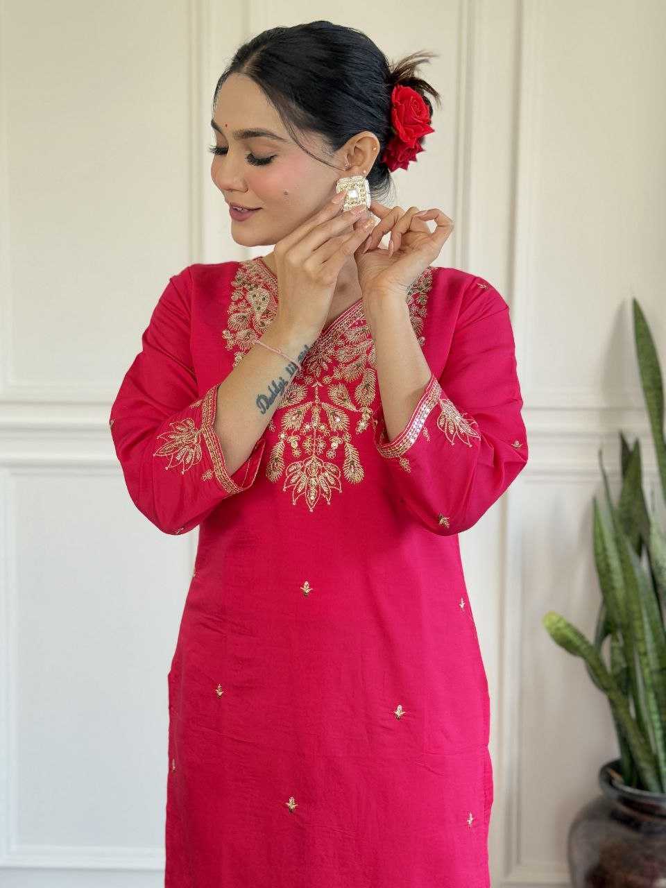 Ynf Viscose Chanderi KESH529 POOJA Suits & Dresses Wedding Collections Festive Collections Wholesale Embroidery Suits Chanderi Suit Wedding Outfits Manufacturer