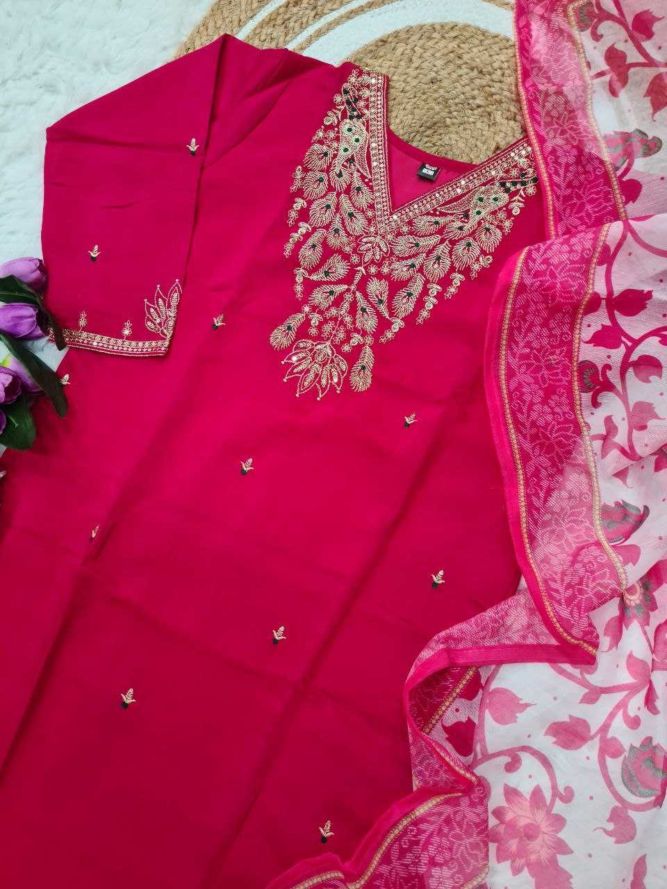 Ynf Viscose Chanderi KESH529 POOJA Suits & Dresses Wedding Collections Festive Collections Wholesale Embroidery Suits Chanderi Suit Wedding Outfits Manufacturer