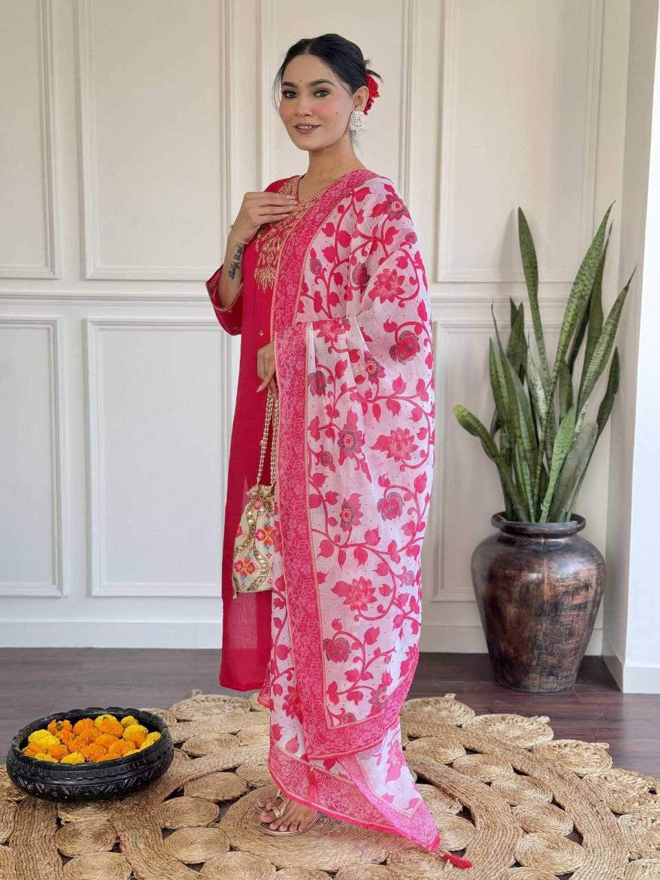 Ynf Viscose Chanderi KESH529 POOJA Suits & Dresses Wedding Collections Festive Collections Wholesale Embroidery Suits Chanderi Suit Wedding Outfits Manufacturer
