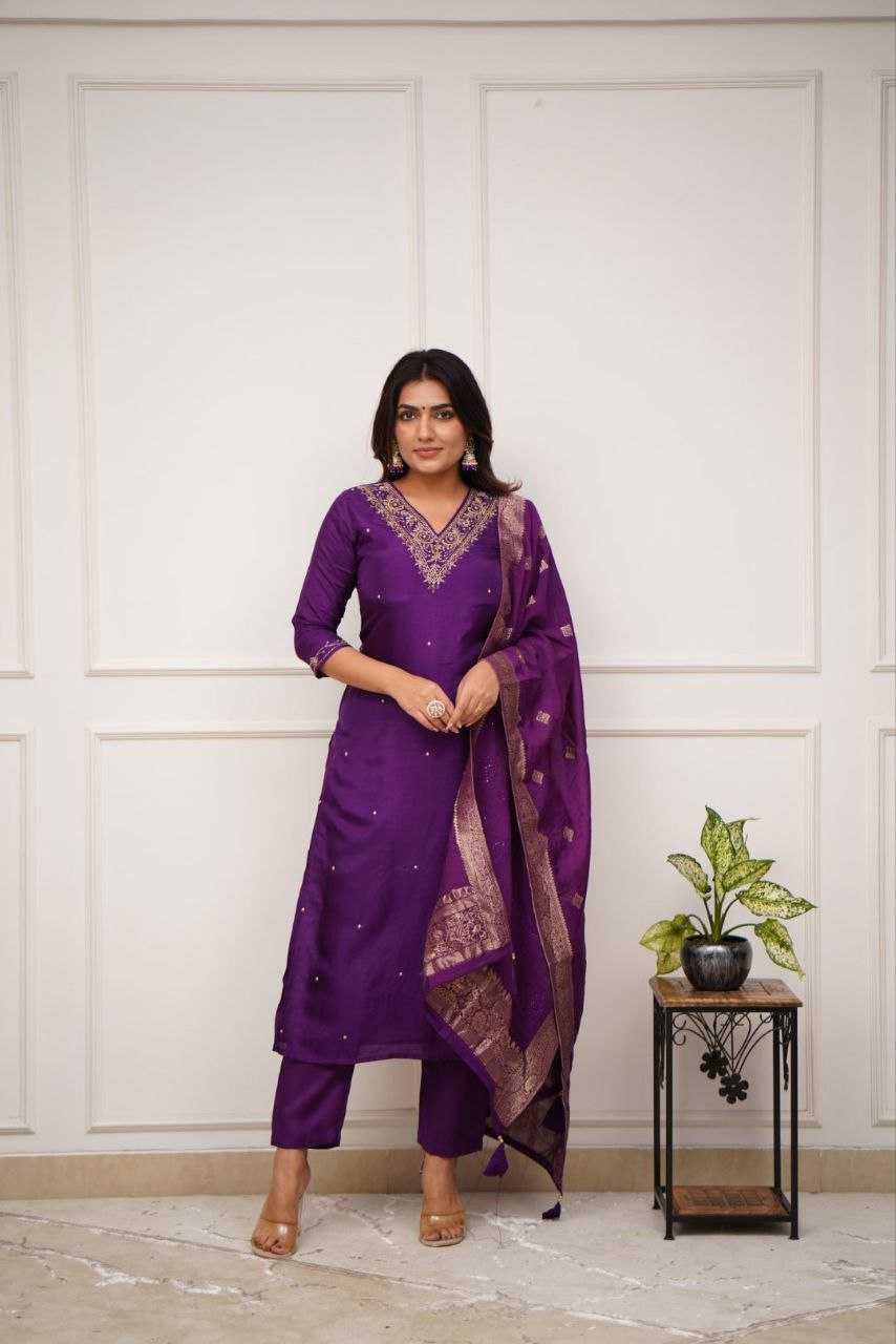 Ynf Viscose Chanderi KESH529 RAKSHITA Suits & Dresses Wedding Collections Festive Collections Wholesale Embroidery Suits Chanderi Suit Wedding Outfits Manufacturer