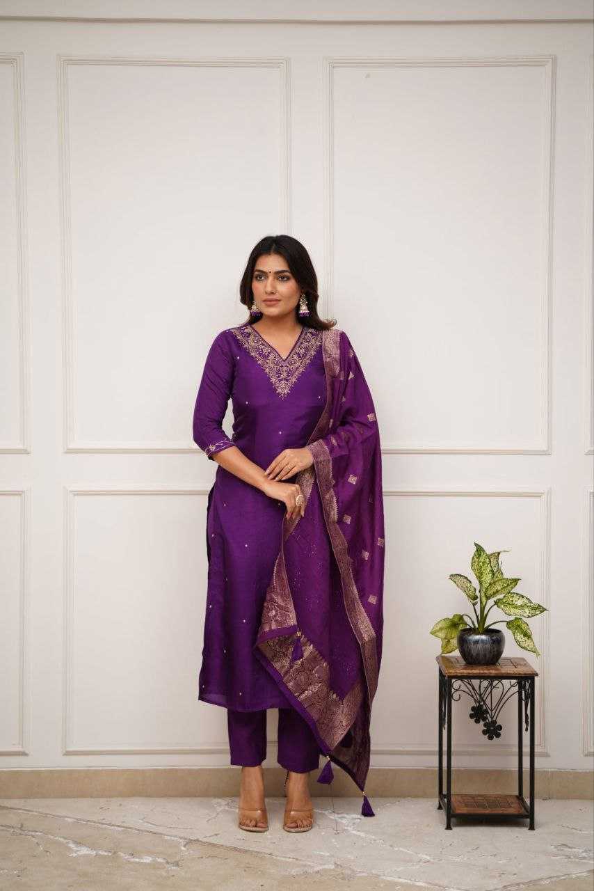Ynf Viscose Chanderi KESH529 RAKSHITA Suits & Dresses Wedding Collections Festive Collections Wholesale Embroidery Suits Chanderi Suit Wedding Outfits Manufacturer