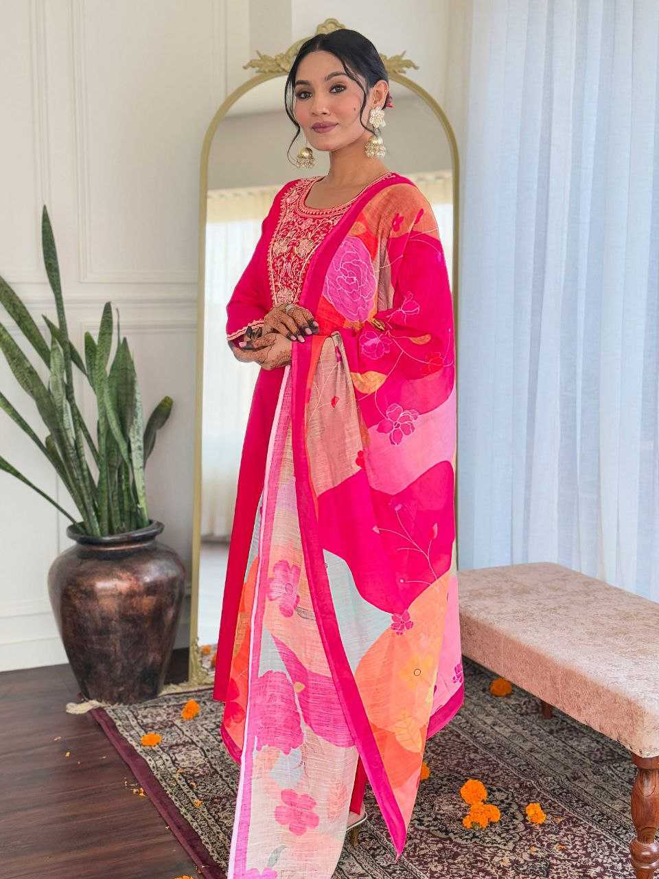 Ynf Viscose Chanderi KESH529 REVA Suits & Dresses Wedding Collections Festive Collections Wholesale Embroidery Suits Chanderi Suit Designer Suits Manufacturer