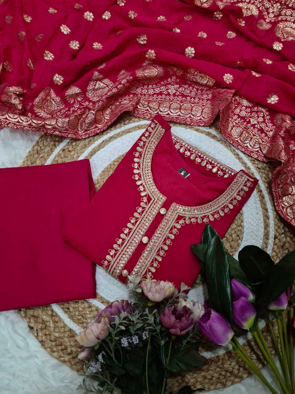 Ynf Viscose Chanderi KESH529 SHALINI Suits & Dresses Wedding Collections Festive Collections Wholesale Chanderi Suit Embroidered Suits Wedding Outfits Manufacturer