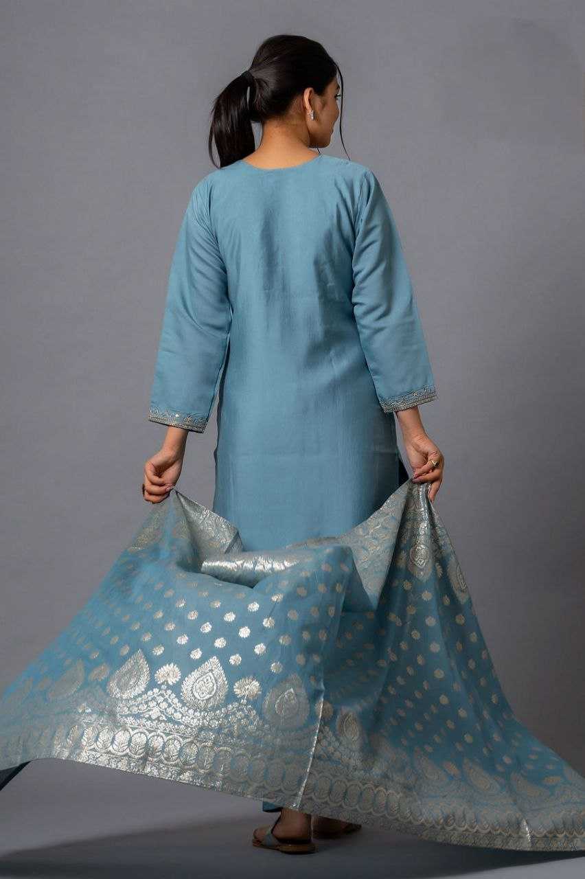 Ynf Viscose Chanderi KESH529 SHALINI Suits & Dresses Wedding Collections Festive Collections Wholesale Chanderi Suit Embroidered Suits Wedding Outfits Manufacturer