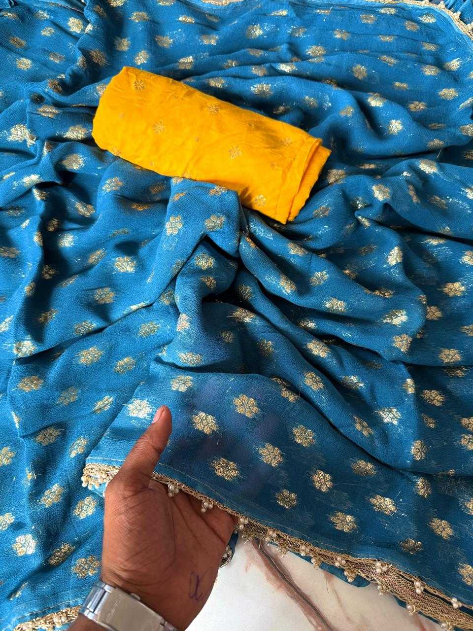 Ynf Viscose RIN178 EMRALD Sarees Wholesale Georgette Sarees Butta Sarees Viscose Saree Manufacturer