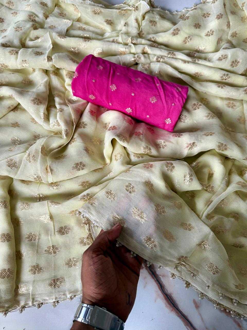 Ynf Viscose RIN178 EMRALD Sarees Wholesale Georgette Sarees Butta Sarees Viscose Saree Manufacturer
