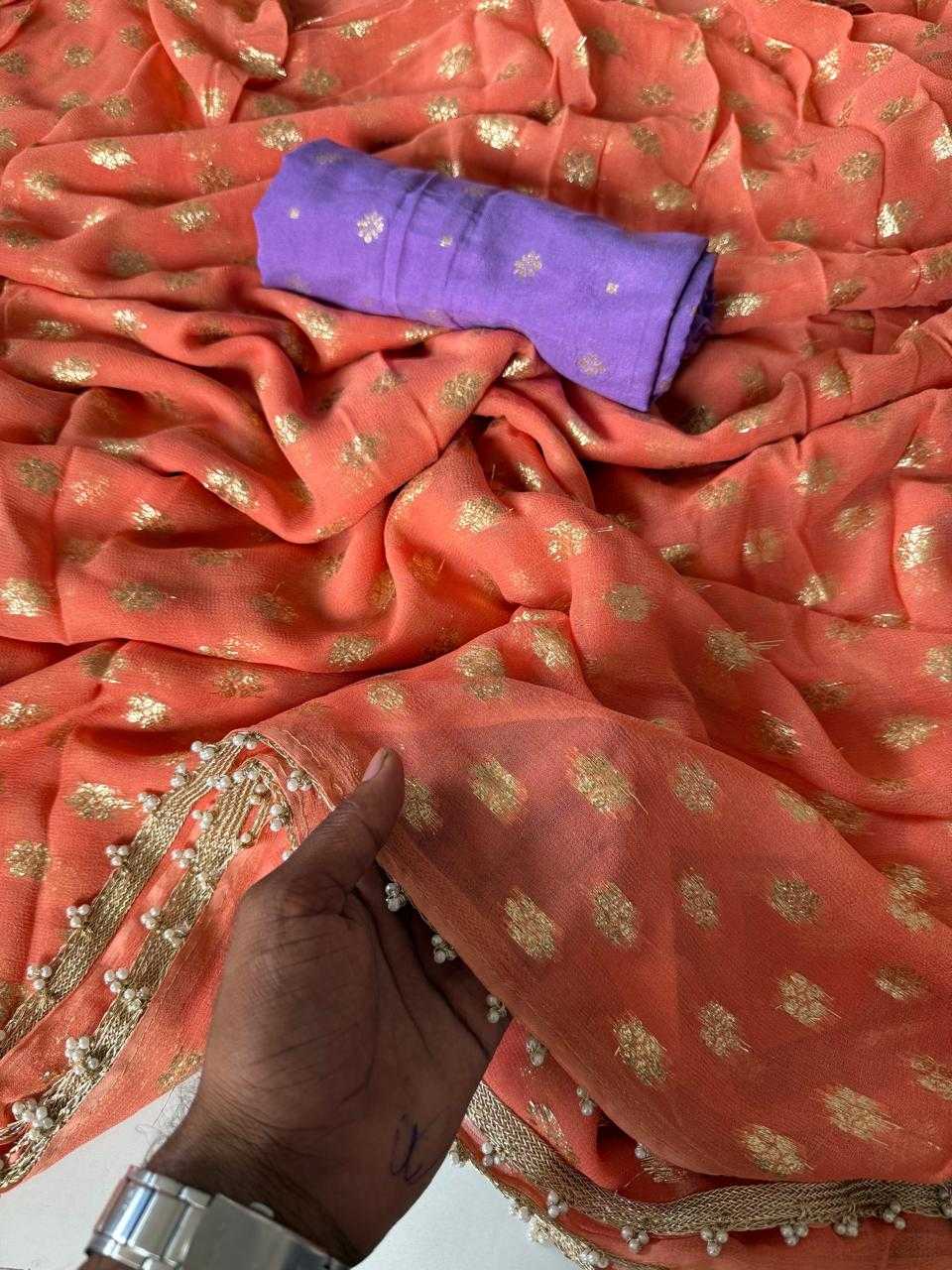 Ynf Viscose RIN178 EMRALD Sarees Wholesale Georgette Sarees Butta Sarees Viscose Saree Manufacturer