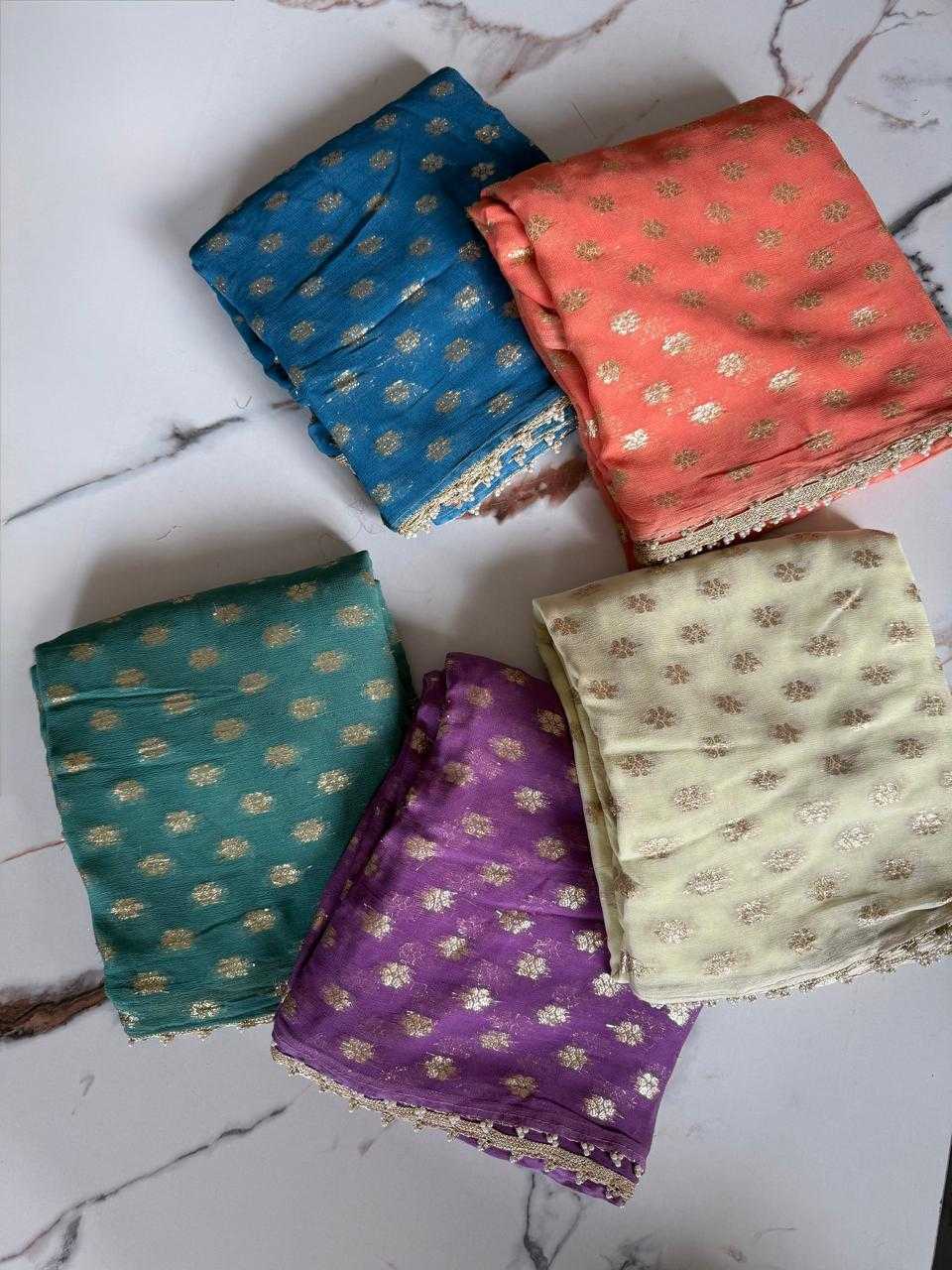 Ynf Viscose RIN178 EMRALD Sarees Wholesale Georgette Sarees Butta Sarees Viscose Saree Manufacturer