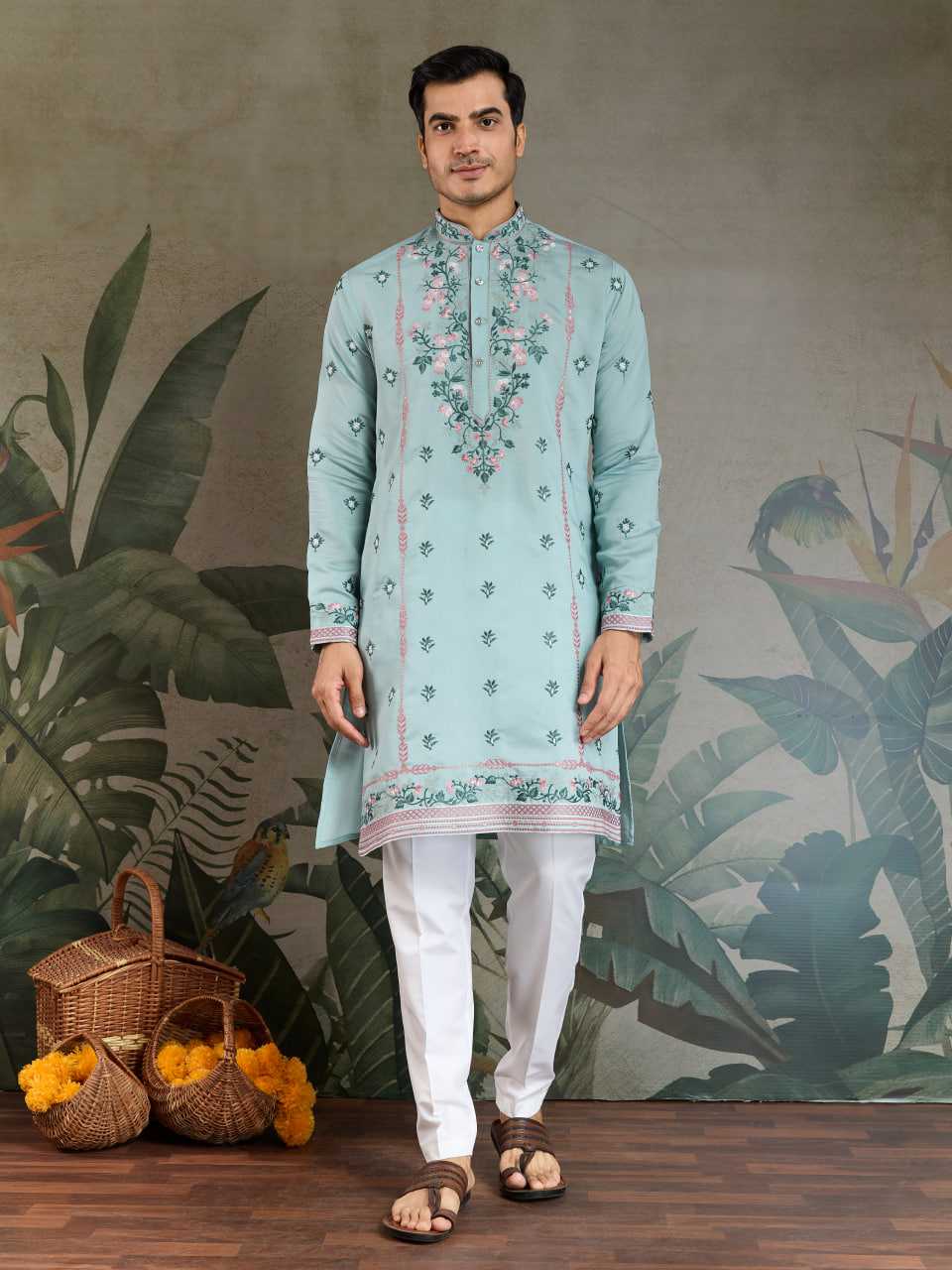 Ynf Viscose RIN202 61351 Mens Wear Wedding Collections Festive Collections Wholesale Men Kurta Pajama Men Wedding kurta Embroidered Kurta Pajama Manufacturer