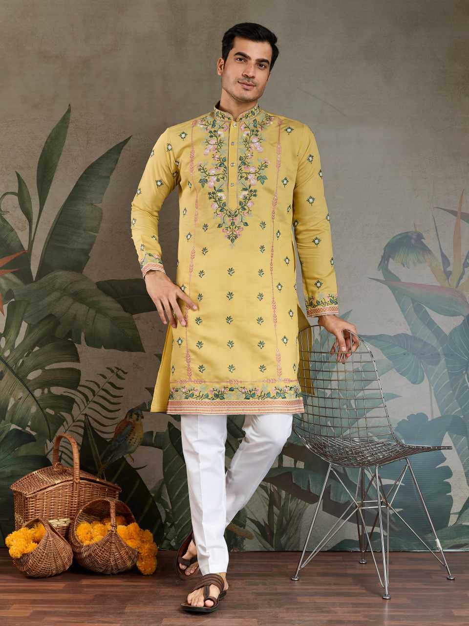 Ynf Viscose RIN202 61351 Mens Wear Wedding Collections Festive Collections Wholesale Men Kurta Pajama Men Wedding kurta Embroidered Kurta Pajama Manufacturer