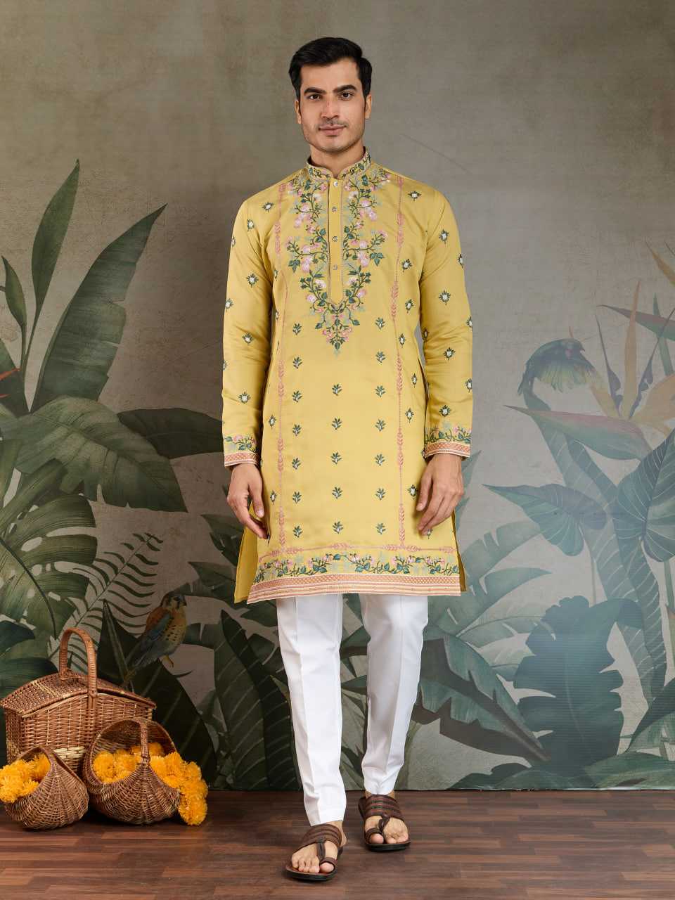 Ynf Viscose RIN202 61351 Mens Wear Wedding Collections Festive Collections Wholesale Men Kurta Pajama Men Wedding kurta Embroidered Kurta Pajama Manufacturer