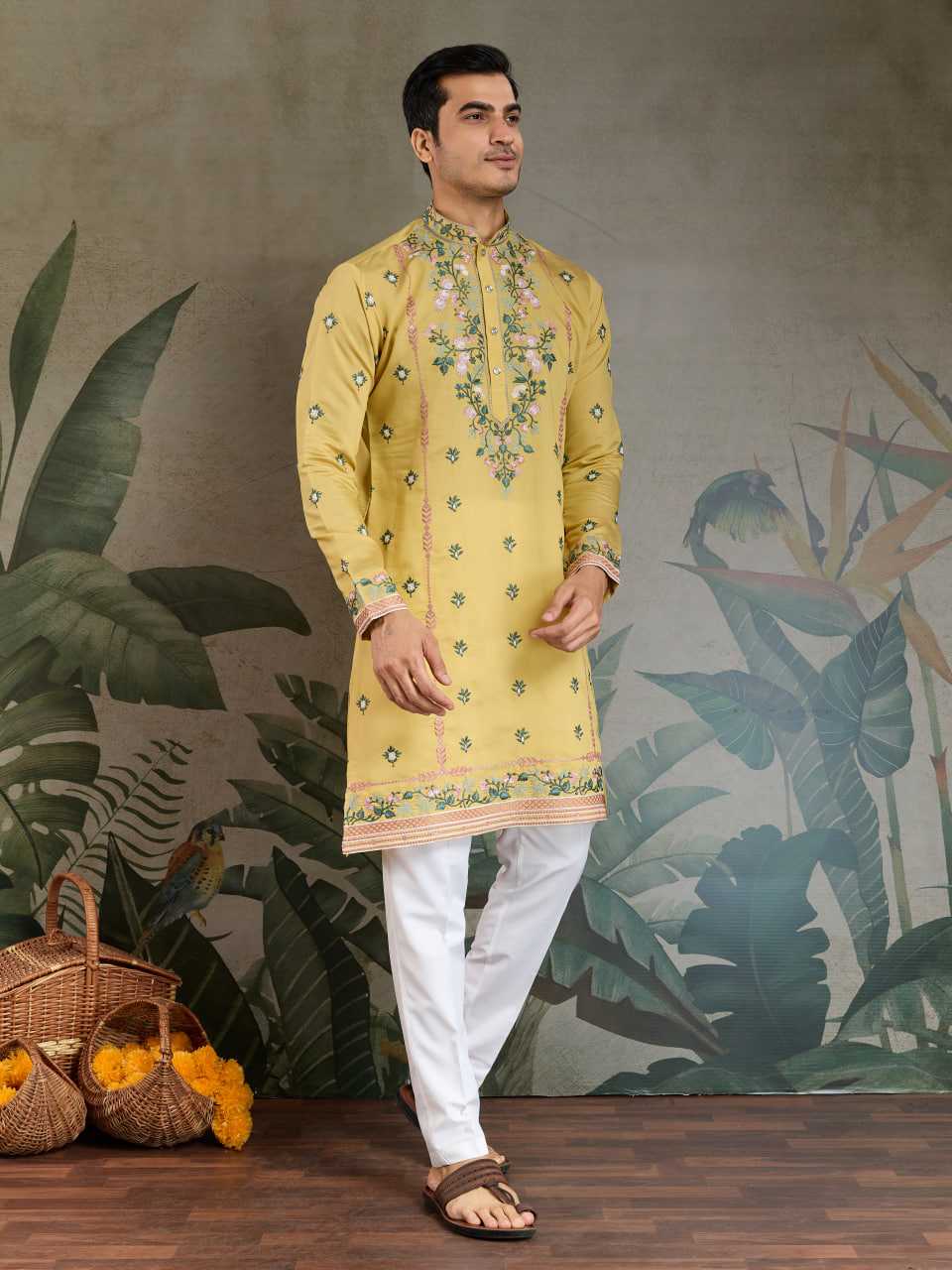 Ynf Viscose RIN202 61351 Mens Wear Wedding Collections Festive Collections Wholesale Men Kurta Pajama Men Wedding kurta Embroidered Kurta Pajama Manufacturer