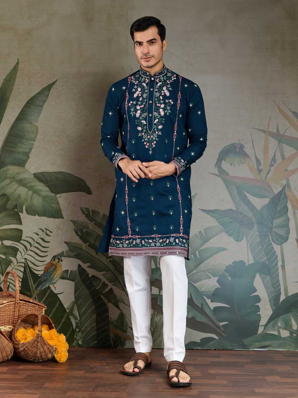 Ynf Viscose RIN202 61351 Mens Wear Wedding Collections Festive Collections Wholesale Men Kurta Pajama Men Wedding kurta Embroidered Kurta Pajama Manufacturer