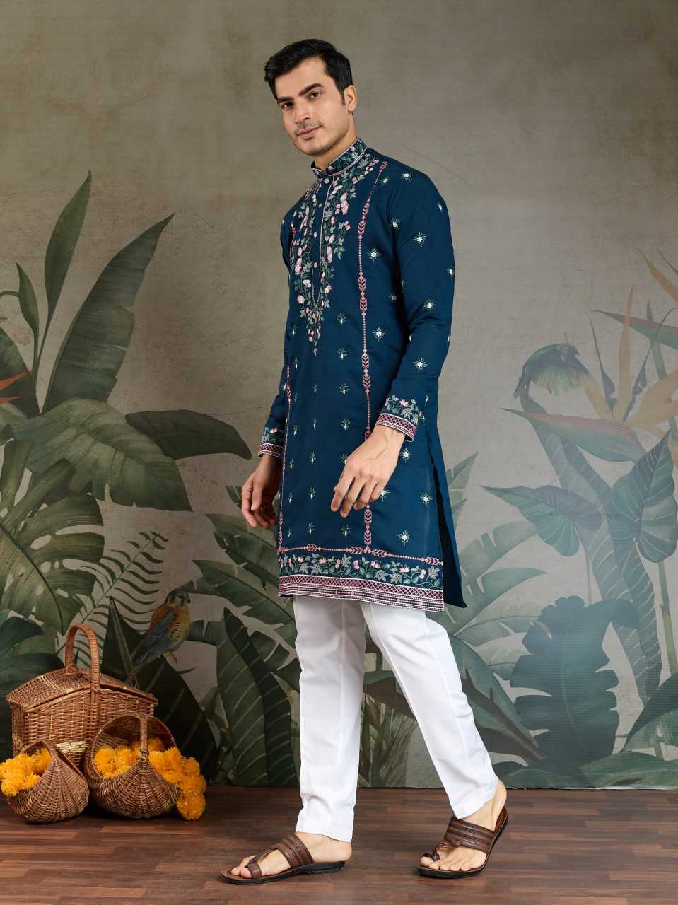 Ynf Viscose RIN202 61351 Mens Wear Wedding Collections Festive Collections Wholesale Men Kurta Pajama Men Wedding kurta Embroidered Kurta Pajama Manufacturer