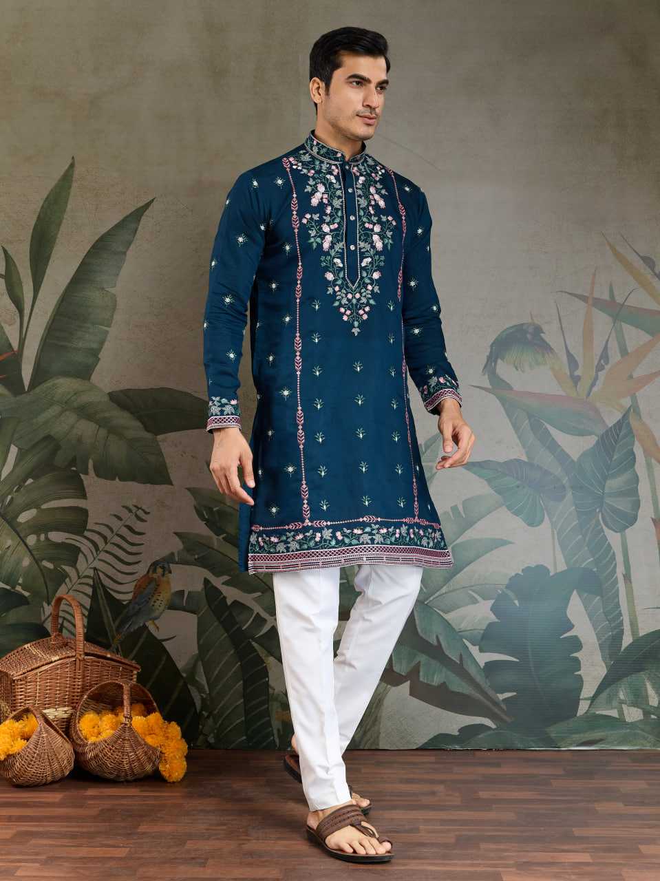 Ynf Viscose RIN202 61351 Mens Wear Wedding Collections Festive Collections Wholesale Men Kurta Pajama Men Wedding kurta Embroidered Kurta Pajama Manufacturer