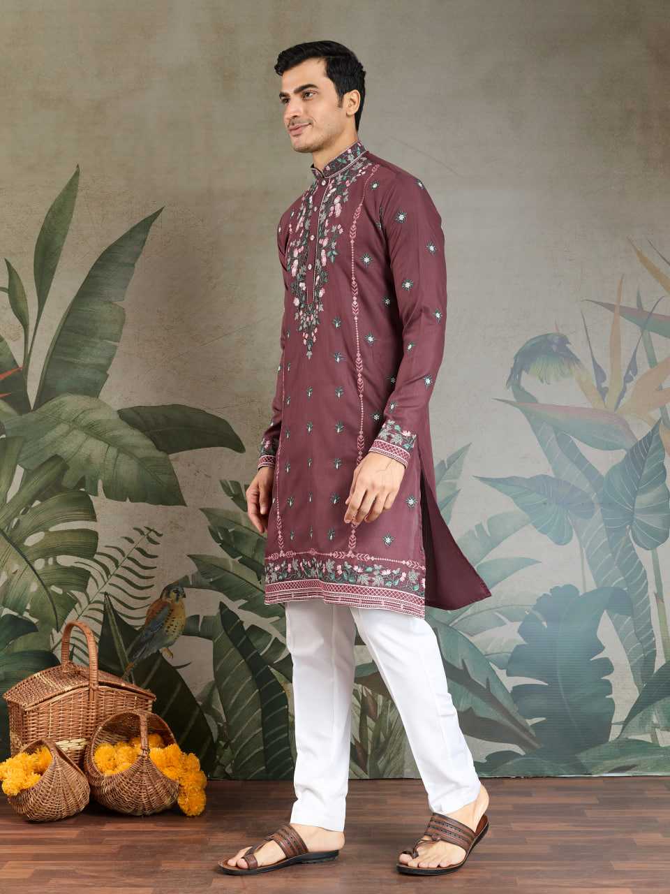 Ynf Viscose RIN202 61351 Mens Wear Wedding Collections Festive Collections Wholesale Men Kurta Pajama Men Wedding kurta Embroidered Kurta Pajama Manufacturer
