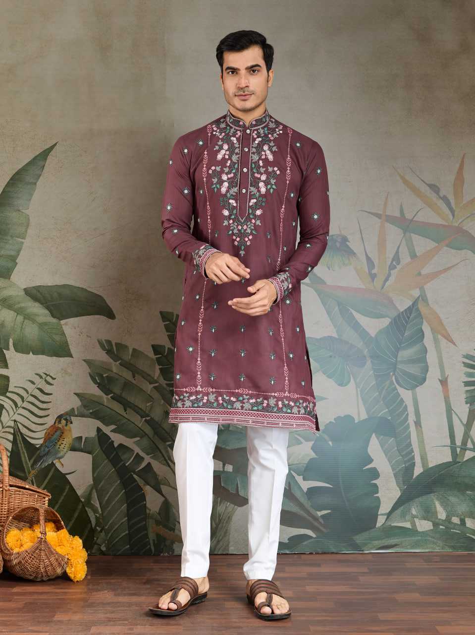Ynf Viscose RIN202 61351 Mens Wear Wedding Collections Festive Collections Wholesale Men Kurta Pajama Men Wedding kurta Embroidered Kurta Pajama Manufacturer