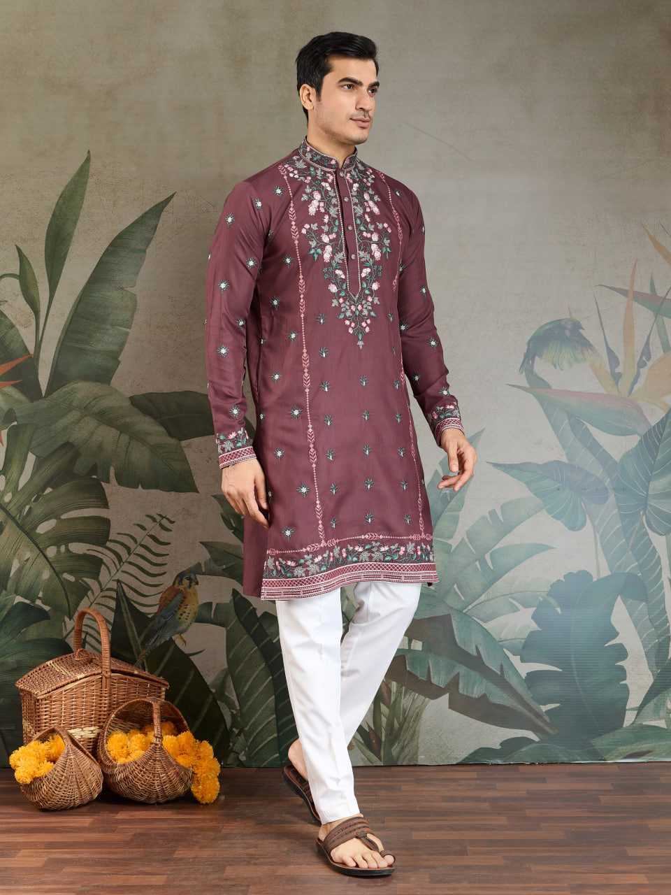 Ynf Viscose RIN202 61351 Mens Wear Wedding Collections Festive Collections Wholesale Men Kurta Pajama Men Wedding kurta Embroidered Kurta Pajama Manufacturer