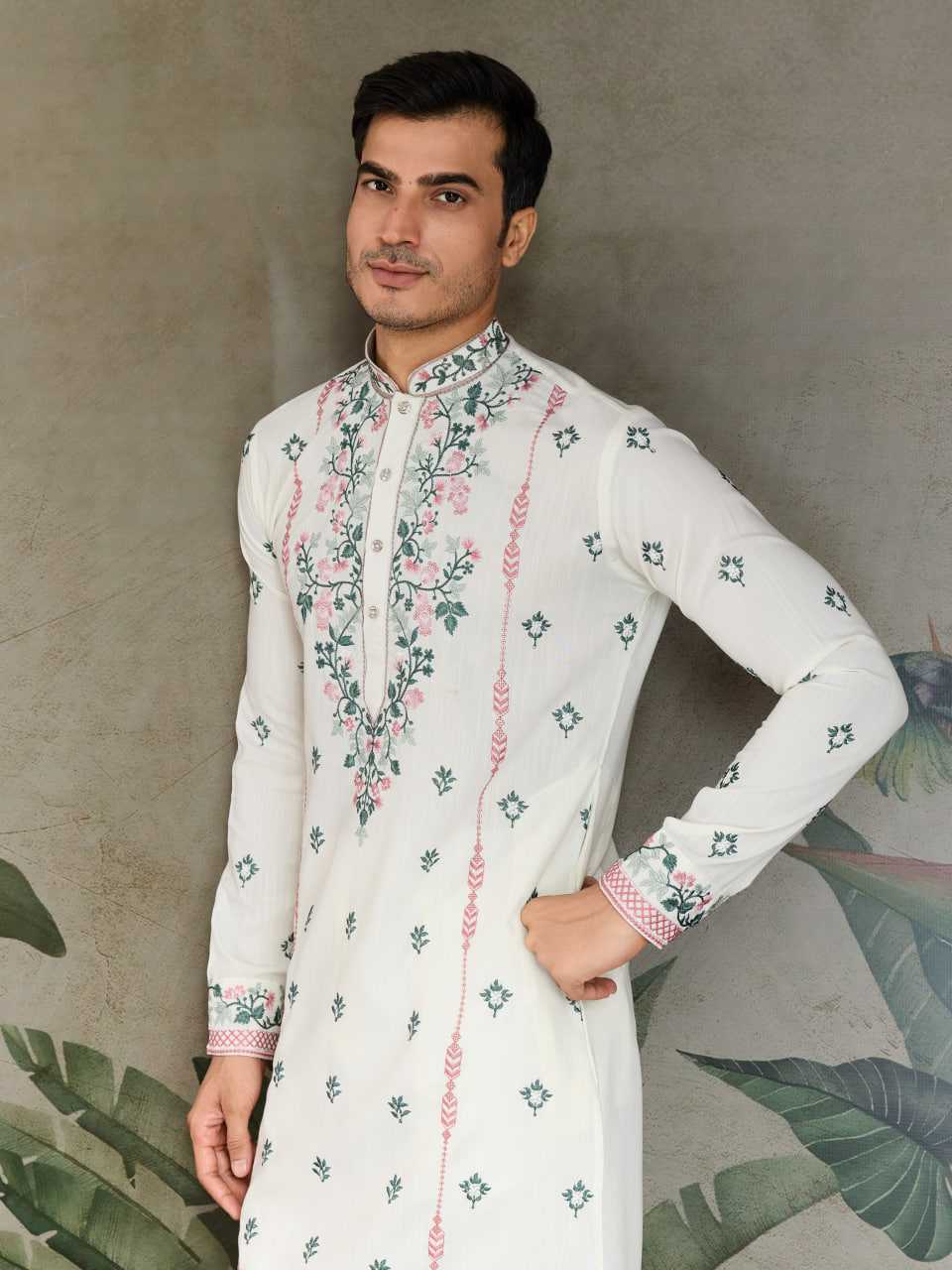 Ynf Viscose RIN202 61351 Mens Wear Wedding Collections Festive Collections Wholesale Men Kurta Pajama Men Wedding kurta Embroidered Kurta Pajama Manufacturer