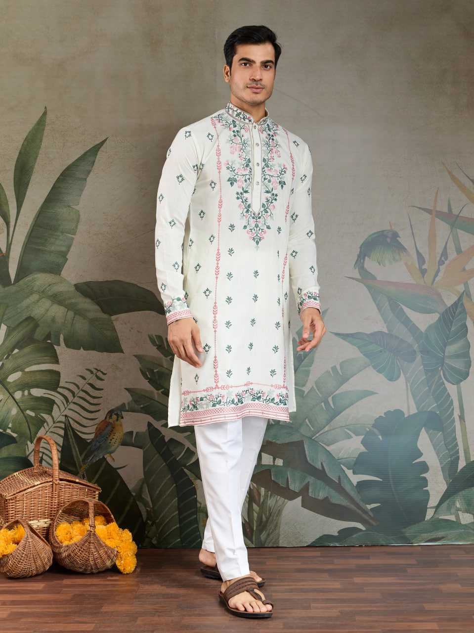 Ynf Viscose RIN202 61351 Mens Wear Wedding Collections Festive Collections Wholesale Men Kurta Pajama Men Wedding kurta Embroidered Kurta Pajama Manufacturer
