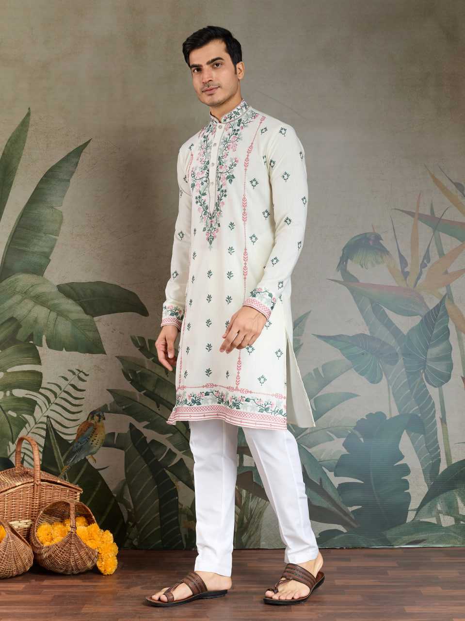 Ynf Viscose RIN202 61351 Mens Wear Wedding Collections Festive Collections Wholesale Men Kurta Pajama Men Wedding kurta Embroidered Kurta Pajama Manufacturer