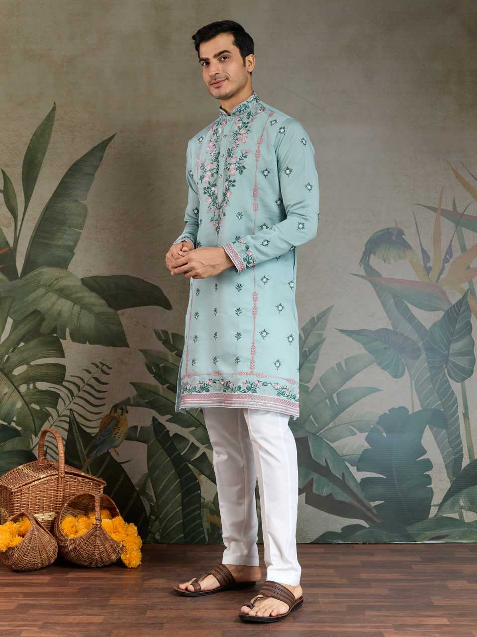 Ynf Viscose RIN202 61351 Mens Wear Wedding Collections Festive Collections Wholesale Men Kurta Pajama Men Wedding kurta Embroidered Kurta Pajama Manufacturer