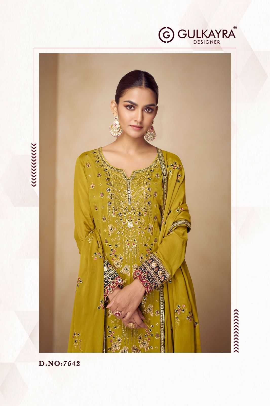 Ynf Chinon KESH587 Gulkayra PAHAL Suits & Dresses Wholesale Embroidery Suits Palazzo Suit Wedding Suits Manufacturer