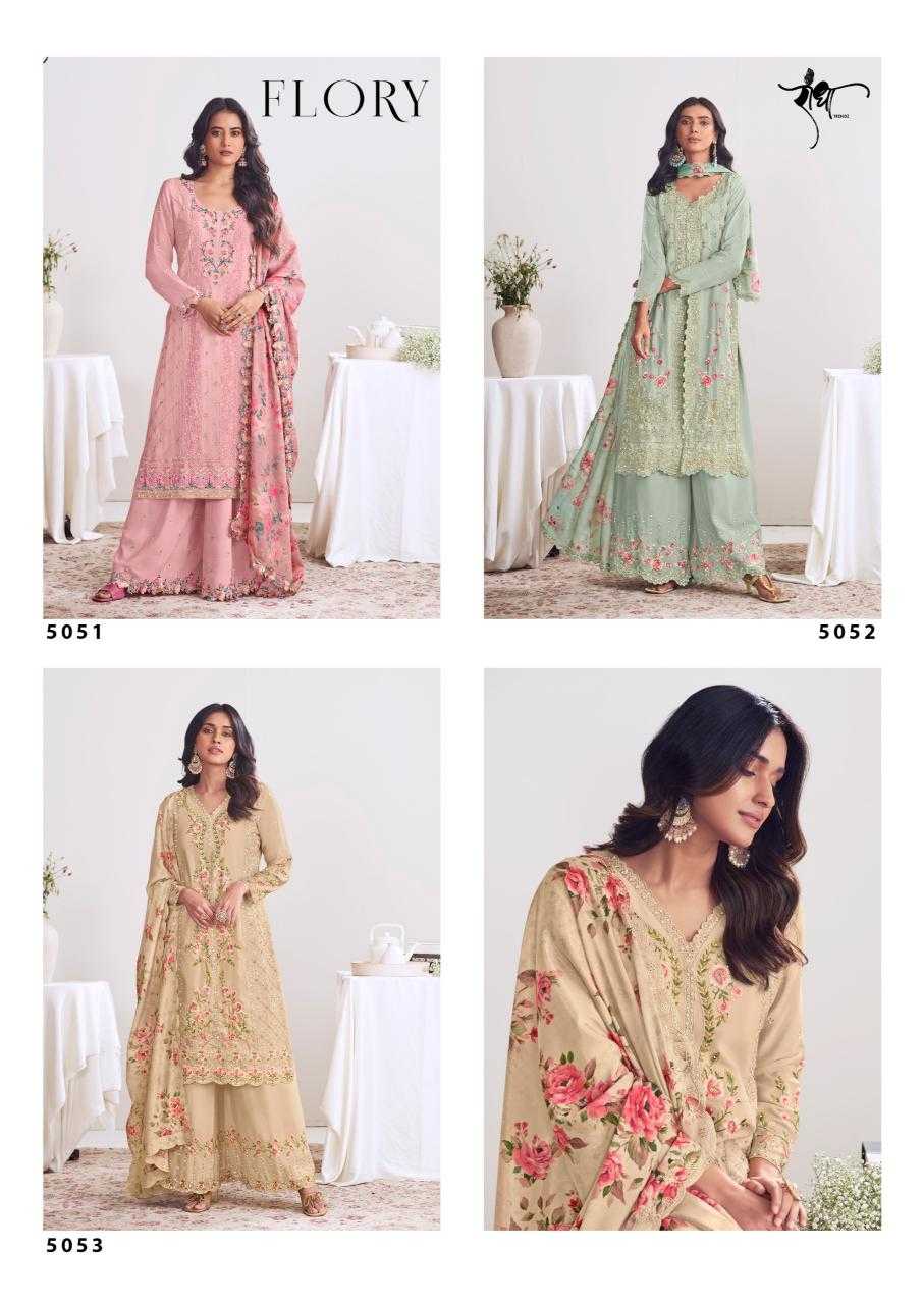 Ynf Chinon KESH587 RADHA TRENDS FLORY Suits & Dresses Wholesale Embroidery Suits Palazzo Suit Designer Suits Manufacturer