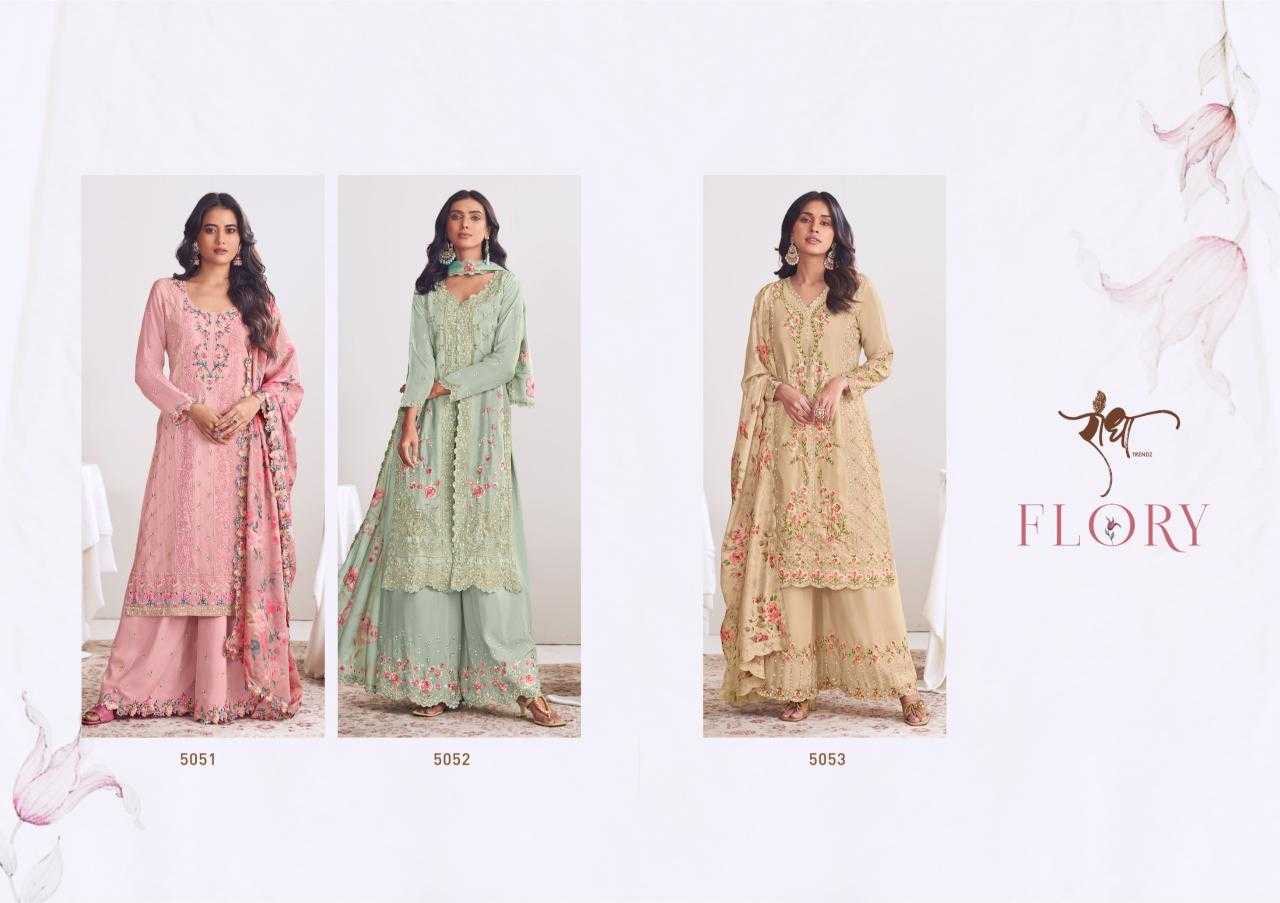 Ynf Chinon KESH587 RADHA TRENDS FLORY Suits & Dresses Wholesale Embroidery Suits Palazzo Suit Designer Suits Manufacturer