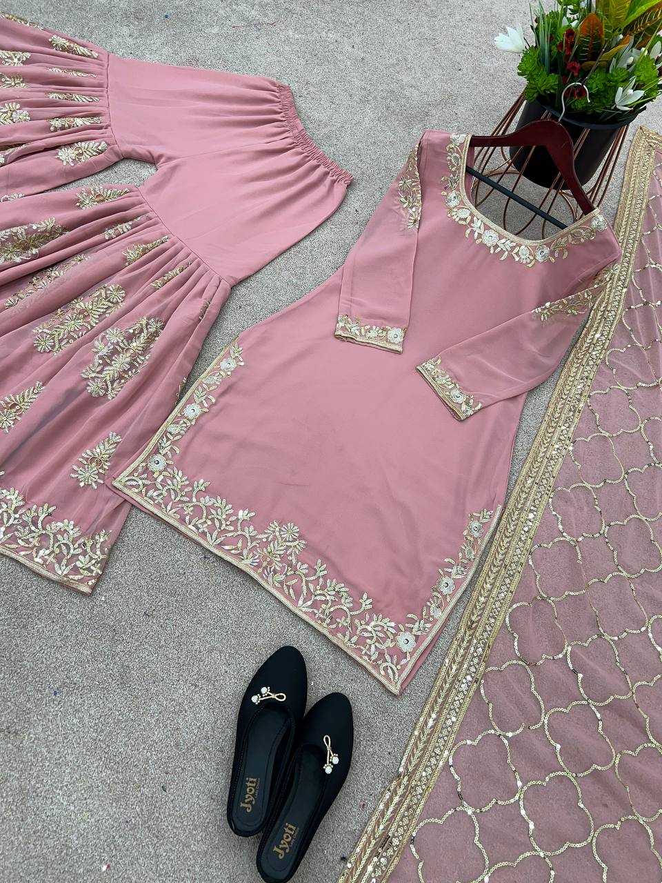 Ynf Faux Georgette KESH499 3057 Suits & Dresses Wholesale Sharara Salwar Suits Embroidery Suits Georgette Suit Manufacturer