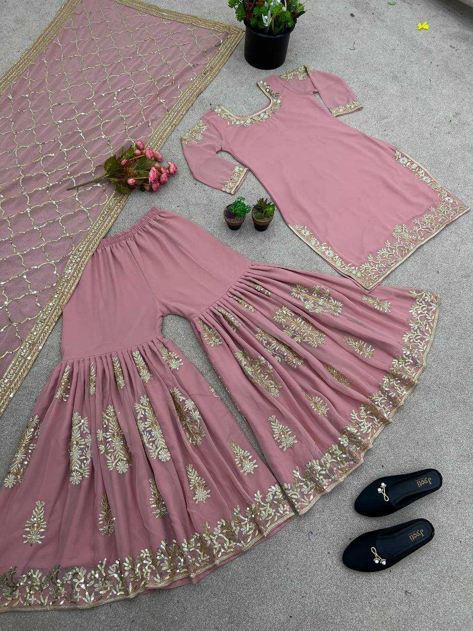 Ynf Faux Georgette KESH499 3057 Suits & Dresses Wholesale Sharara Salwar Suits Embroidery Suits Georgette Suit Manufacturer