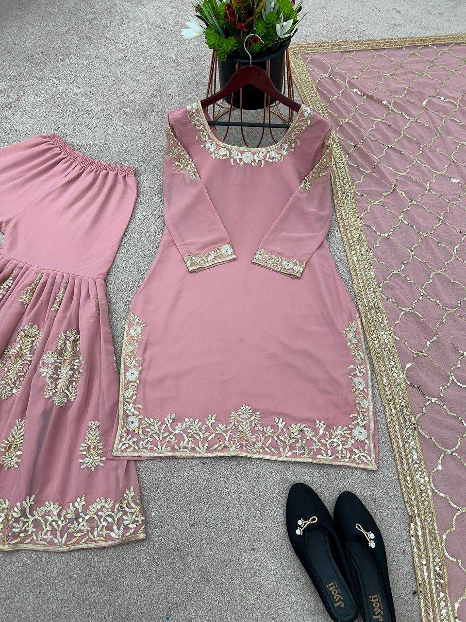 Ynf Faux Georgette KESH499 3057 Suits & Dresses Wholesale Sharara Salwar Suits Embroidery Suits Georgette Suit Manufacturer