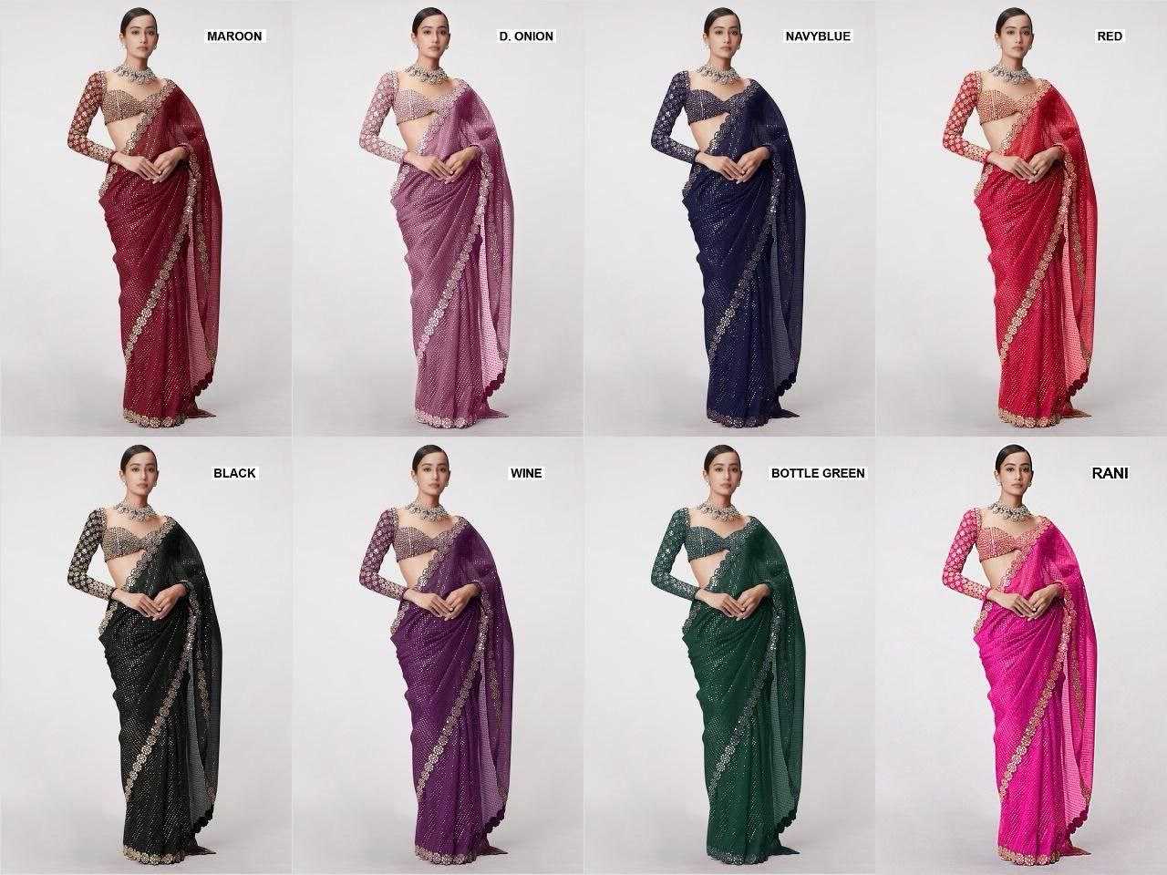Ynf Georgette RIN134 0315 Sarees Wholesale Georgette Sarees Sequence Sarees Embroidered Sarees Manufacturer