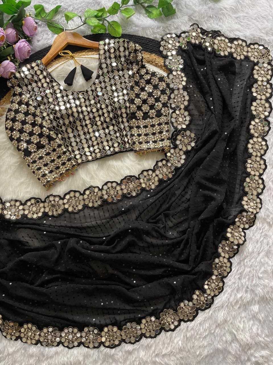 Ynf Georgette RIN134 0315 Sarees Wholesale Georgette Sarees Sequence Sarees Embroidered Sarees Manufacturer