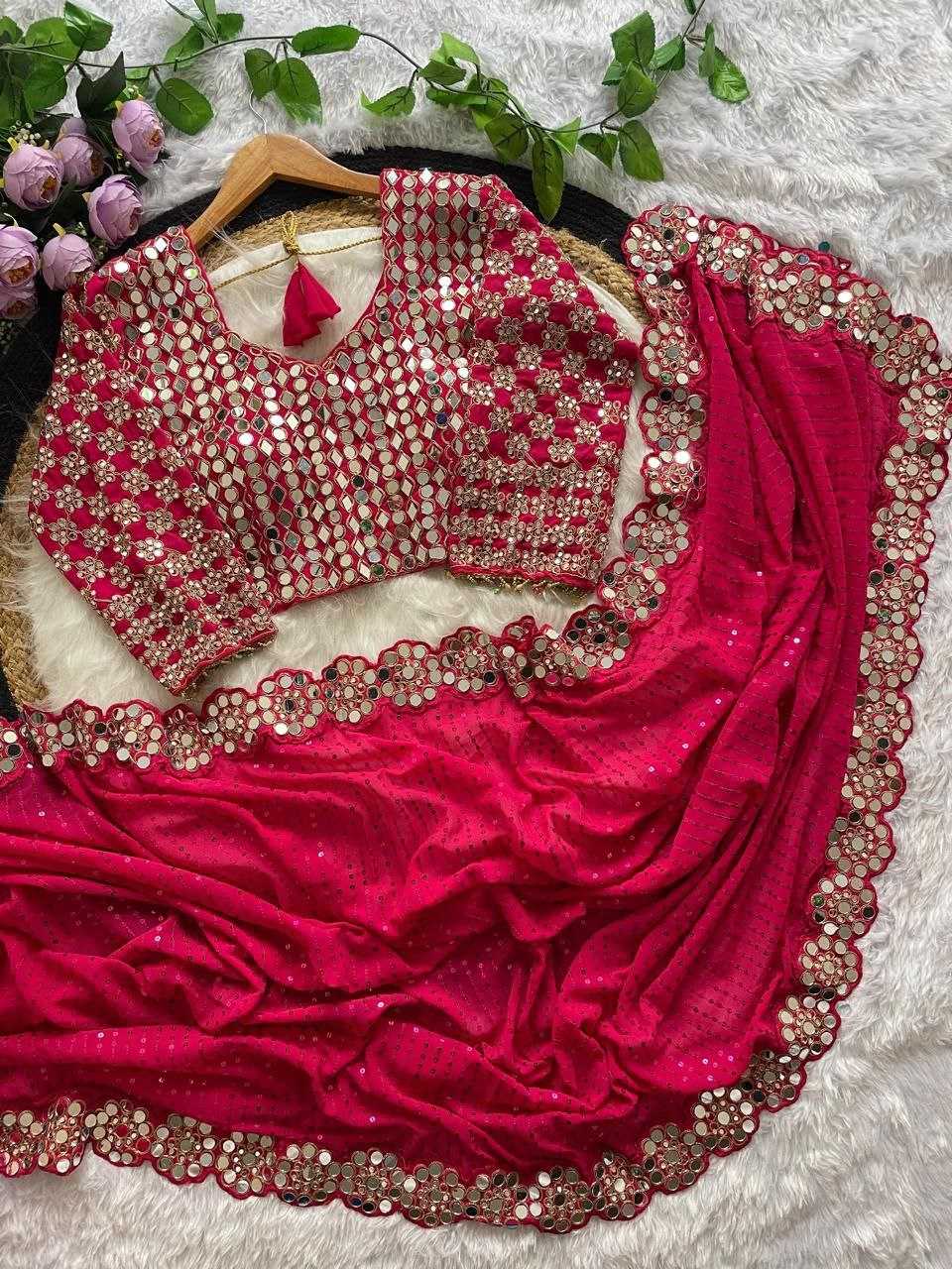 Ynf Georgette RIN134 0315 Sarees Wholesale Georgette Sarees Sequence Sarees Embroidered Sarees Manufacturer