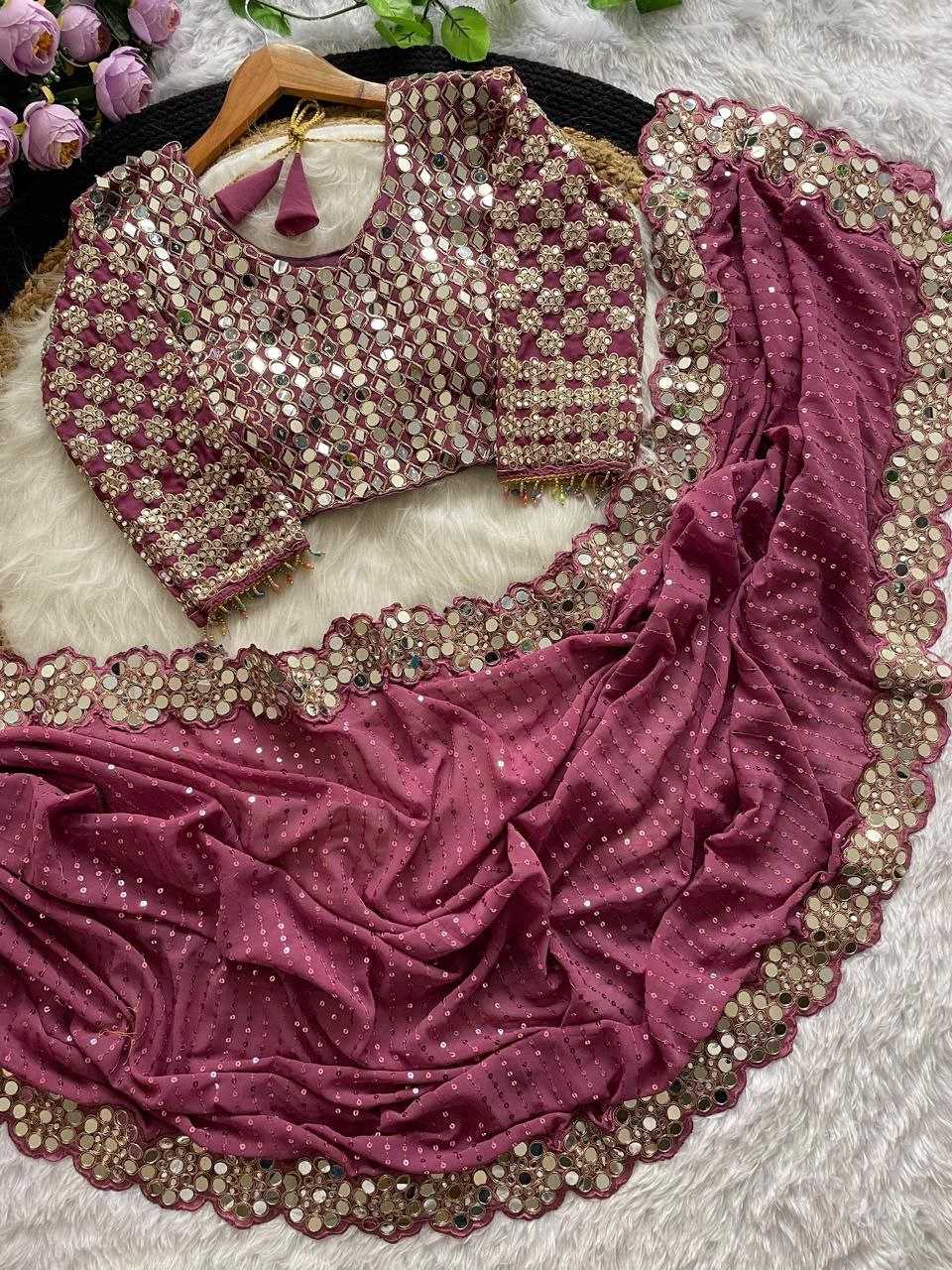 Ynf Georgette RIN134 0315 Sarees Wholesale Georgette Sarees Sequence Sarees Embroidered Sarees Manufacturer