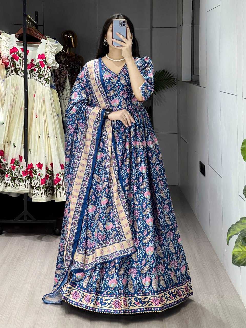 Ynf Chinon RIN119 6029 Gowns Wholesale Printed Gowns Fancy Gowns Long Gowns Manufacturer