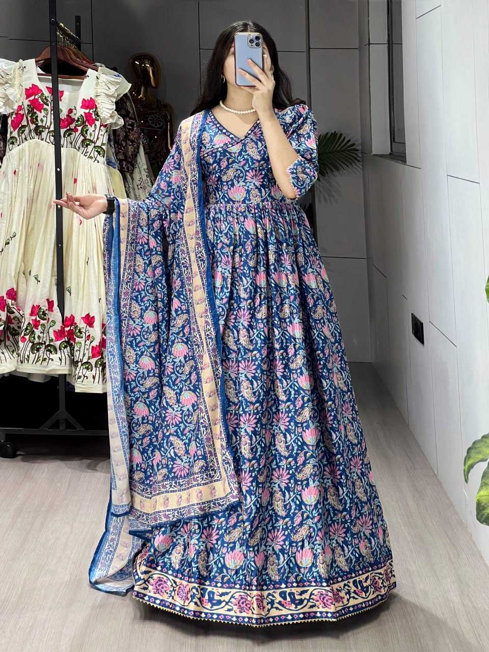 Ynf Chinon RIN119 6029 Gowns Wholesale Printed Gowns Fancy Gowns Long Gowns Manufacturer