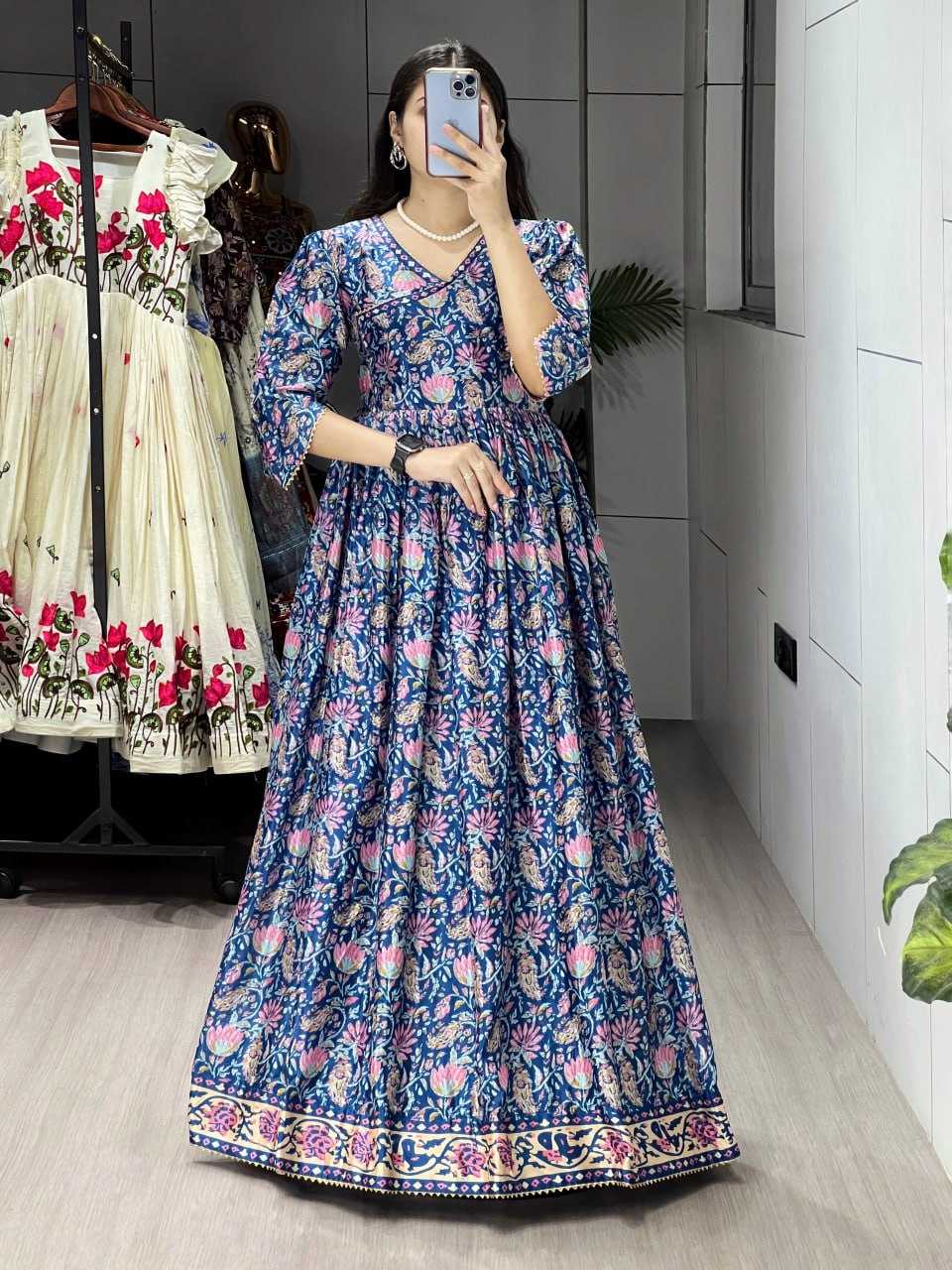 Ynf Chinon RIN119 6029 Gowns Wholesale Printed Gowns Fancy Gowns Long Gowns Manufacturer