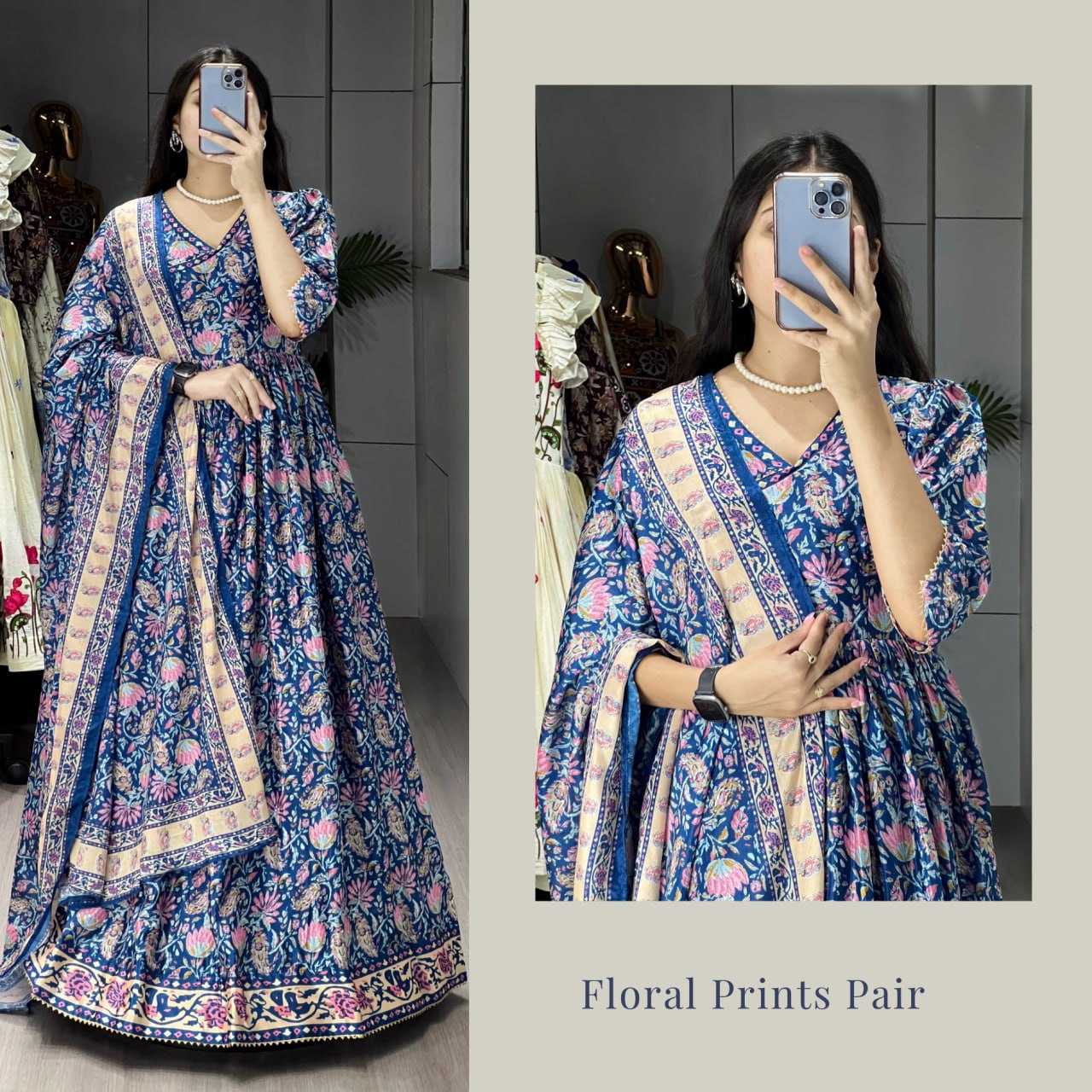Ynf Chinon RIN119 6029 Gowns Wholesale Printed Gowns Fancy Gowns Long Gowns Manufacturer