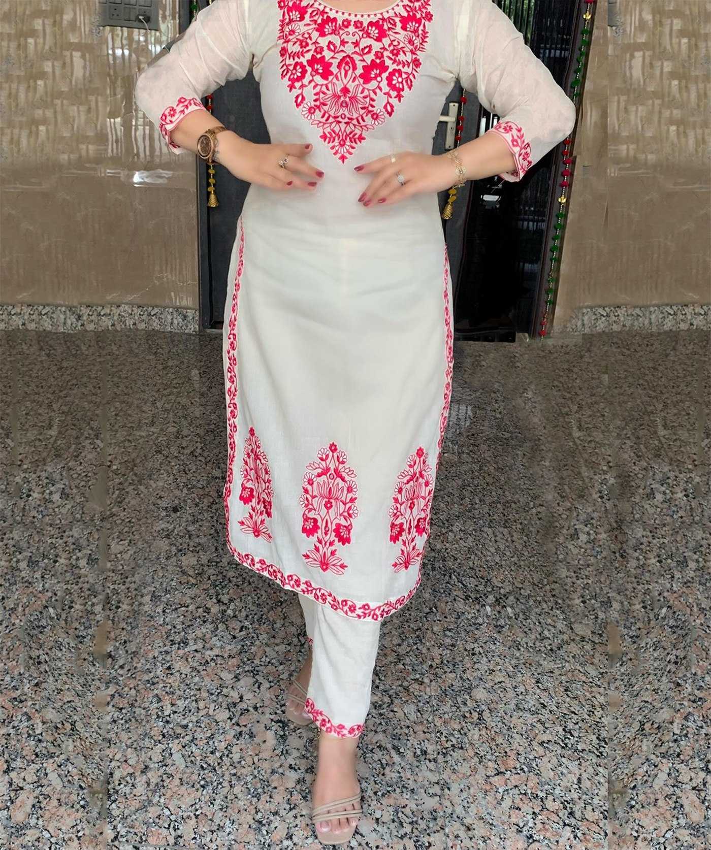 Ynf Cotton KESH334 Harmony Suits & Dresses Wholesale Embroidery Suits Ladies Salwar Suits White Salwar Suit Manufacturer
