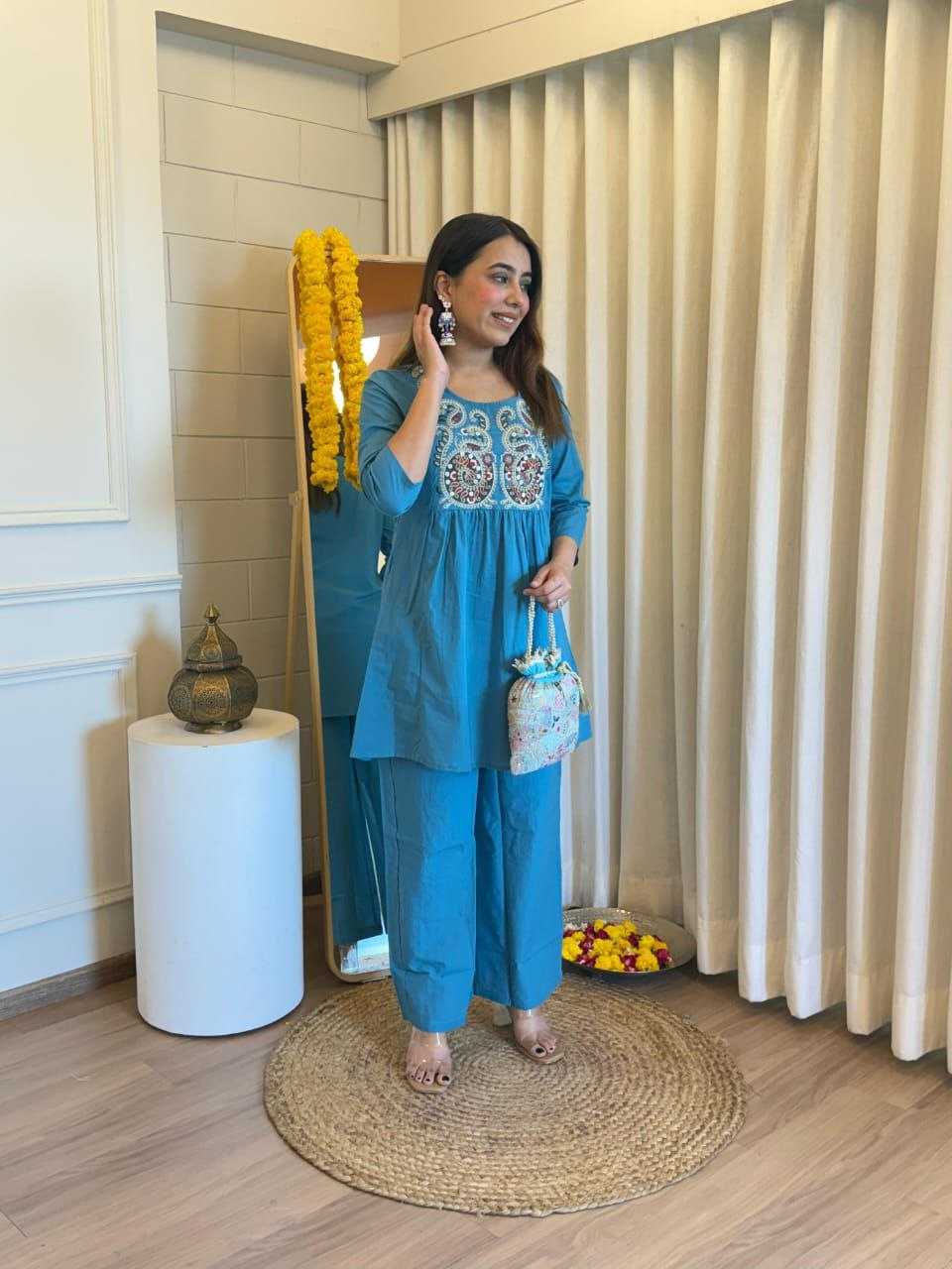 Ynf Cotton KESH613 KIRTI Suits & Dresses Western Wears Festive Collections Wholesale Co-ord Set Palazzo Suit Embroidered Dresses Manufacturer