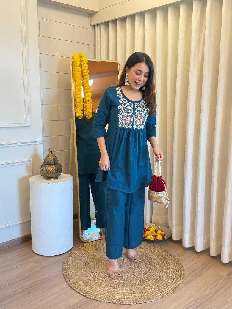 Ynf Cotton KESH613 KIRTI Suits & Dresses Western Wears Festive Collections Wholesale Co-ord Set Palazzo Suit Embroidered Dresses Manufacturer