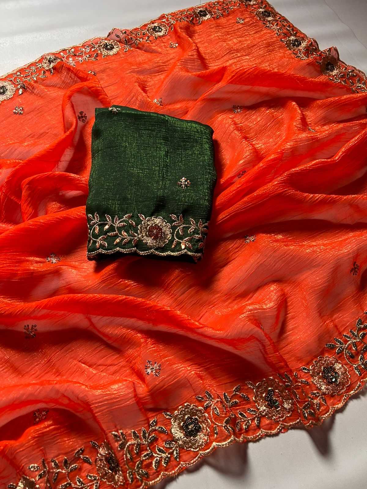 Ynf Crunchi KESH622 scalloped Sarees Wholesale Fancy Sarees Embroidered Sarees Cutwork Saree Manufacturer