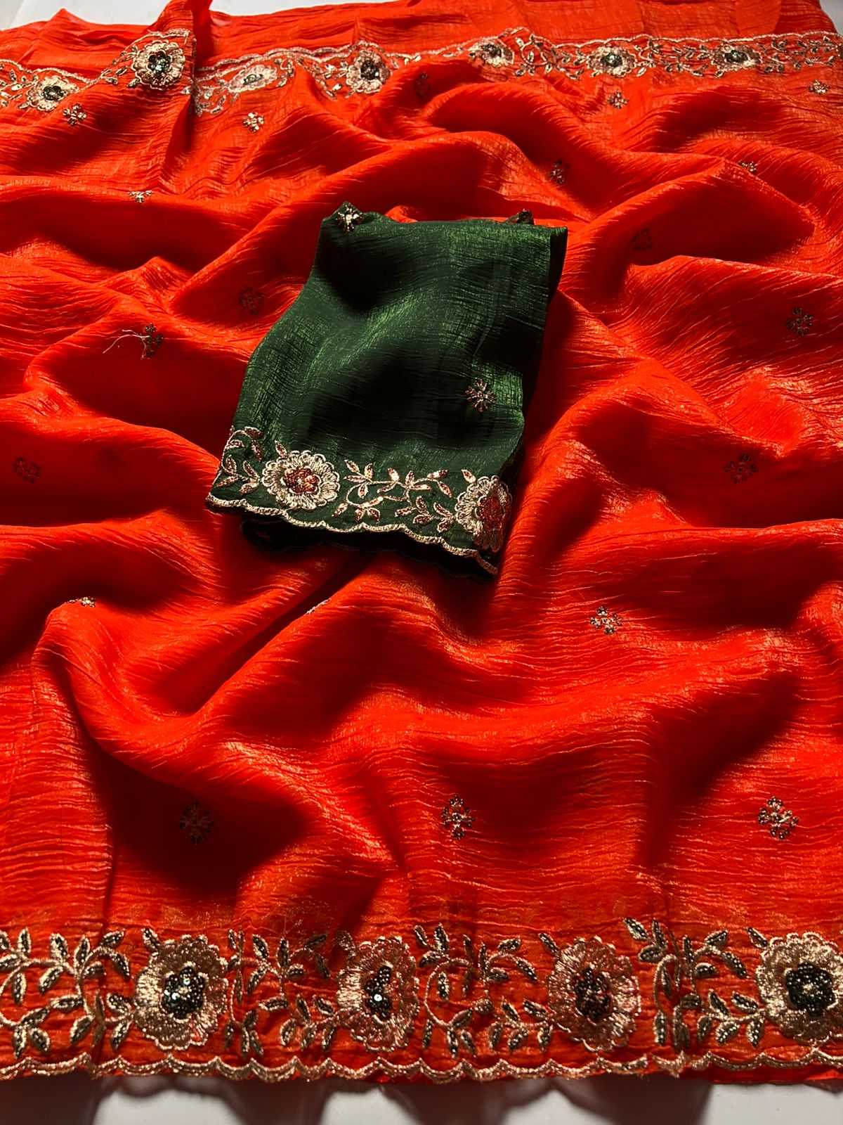 Ynf Crunchi KESH622 scalloped Sarees Wholesale Fancy Sarees Embroidered Sarees Cutwork Saree Manufacturer