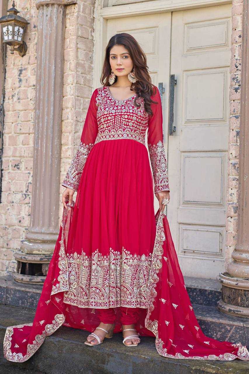 Ynf Faux Georgette KESH141 1137 Gowns Wholesale Embroidery Gowns Georgette Gown Wedding Gown Manufacturer