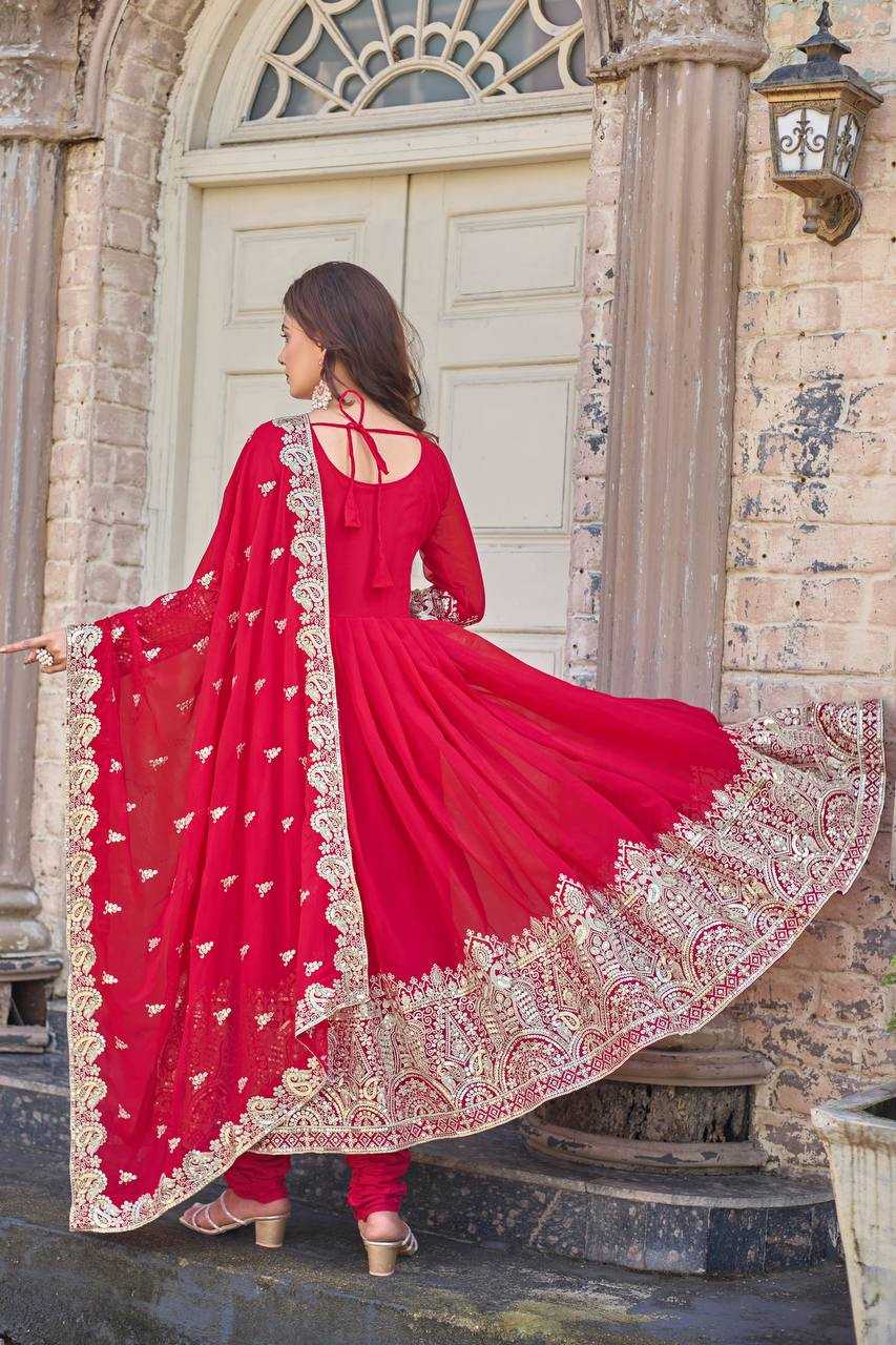 Ynf Faux Georgette KESH141 1137 Gowns Wholesale Embroidery Gowns Georgette Gown Wedding Gown Manufacturer
