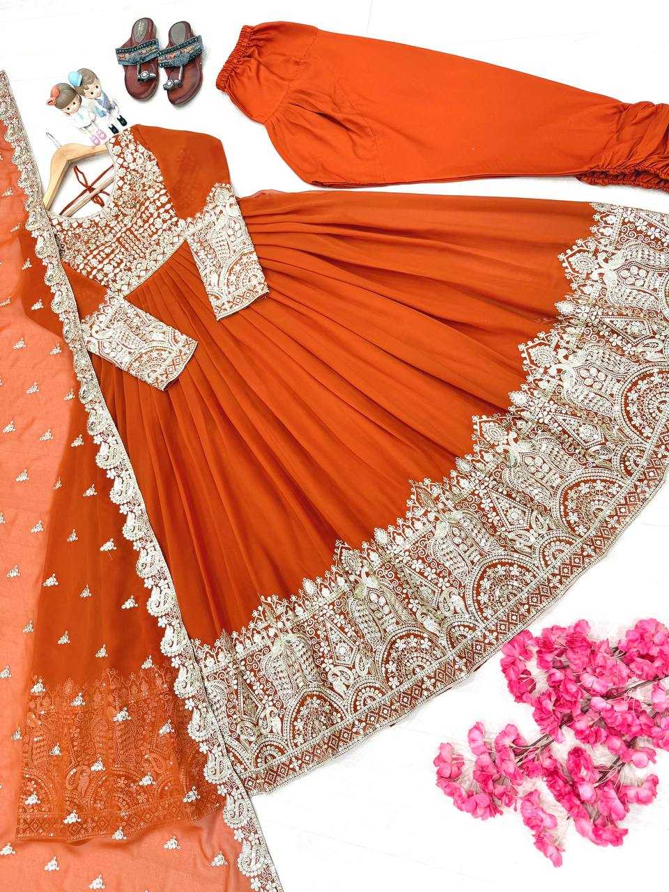Ynf Faux Georgette KESH141 1137 Gowns Wholesale Embroidery Gowns Georgette Gown Wedding Gown Manufacturer